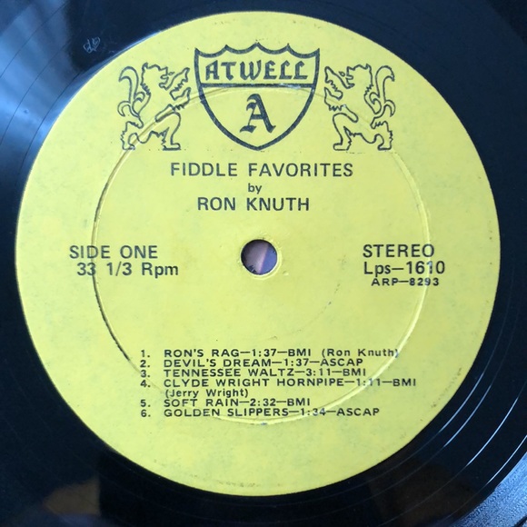 Ron Knuth Fiddle Favorites Viny Lp '71 - Picture 2 of 6